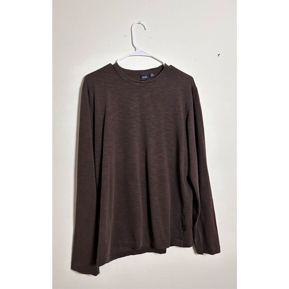 Boss Hugo Boss Slim Fit Brown Men Long Sleeve Shirt Size Large - Picture 2 of 7